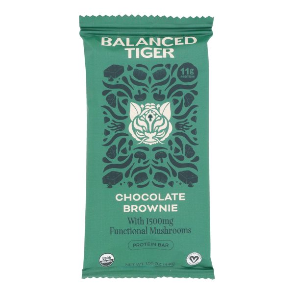 Balanced Tiger - Bar Part Chaga Chocolate Brownie - Case of 12 - 1.55 Ounces