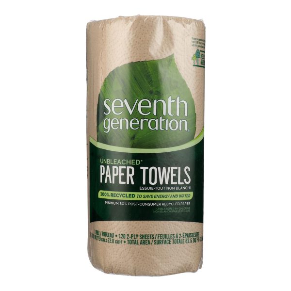 Seventh Generation Recycled Paper Towels - Unbleached - Case of 30 - 120 Count