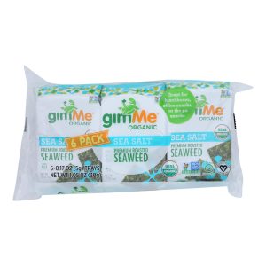 Gimme Seaweed Snacks Organic Roasted Seaweed Snack - Sea Salt - Case of 8 - 6/.17 oz