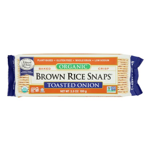 Edward and Sons Brown Rice Snaps - Toasted Onion - Case of 12 - 3.5 oz. - Image 3