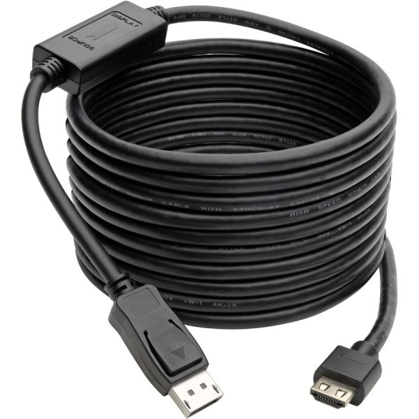 Eaton Tripp Lite Series DisplayPort 1.4 to HDMI Active Adapter Cable (M/M), 4K 60 Hz, 4:4:4, HDR, HDCP 2.2, 20 ft. (6.1 m), TAA - Image 3