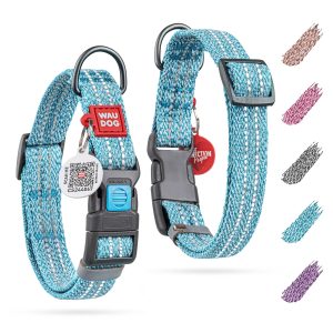 Reflective Cotton Dog Collar Eco Friendly Alt to Nylon Collar for Small Medium and Large Dogs   Pet Collar with QR ID Tag   Puppy Collar for Large Breed Dogs   Adjustable Male Female Dog Collar