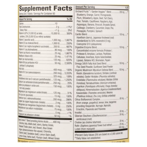 Nature's Way - Alive! Max3 Daily Multi-Vitamin - Max Potency - No Iron Added - 180 Tablets