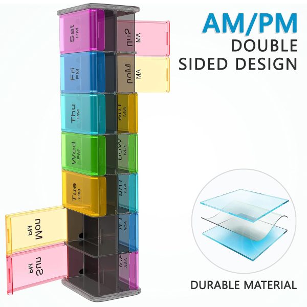 Extra Large Pill Organizer  XXL Pill Box 7 Day   Weekly Pill Organizer with AM PM Large Compartments Big Pill Case for Supplements Jumbo Pill Holder for Vitamins Huge Medicine Organizer 2 Times a Day - Image 4