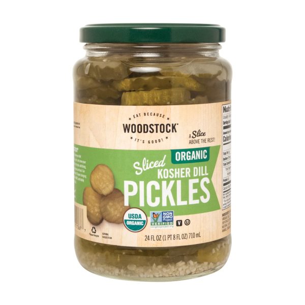 Woodstock Organic Kosher Sliced Dill Pickles - Case of 6 - 24 OZ - Image 2