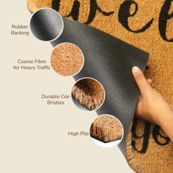 Coir Doormat Front Door Mat with Non Slip PVC Backing Printed Indoor Outdoor Mats for Home & Office Entrance Mats with Hope You Like Dogs Print 30”x17” Beige & Black - Image 4