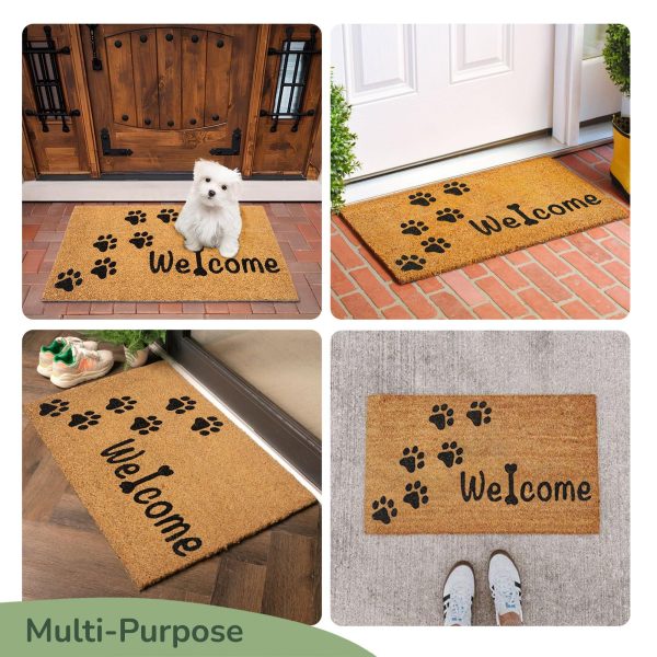 Coir Doormat Front Door Mat with Non Slip PVC Backing Printed Indoor Outdoor Mats for Home & Office Entrance Mats with Hope You Like Dogs Print 30”x17” Beige & Black - Image 5
