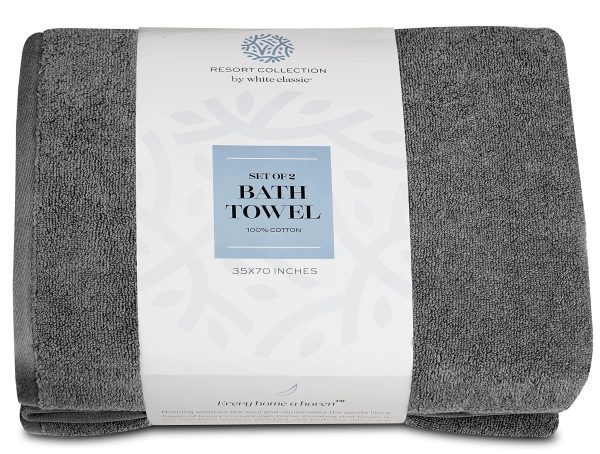 Resort Collection Soft Bath Sheet Towels | 35x70 Oversize Large Luxury Hotel Plush & Absorbent Cotton Bath Sheet [2 Pack Smoke Grey] - Image 5