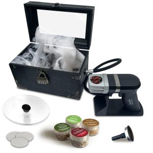 Smoking Gun Wood Smoke Infuser Birner PRO  Smoking Box Kit 12 PCS Smoker Machine with Accessories and Wood Chips  Cold Smoke for Food and Drinks Black  Gift for Man