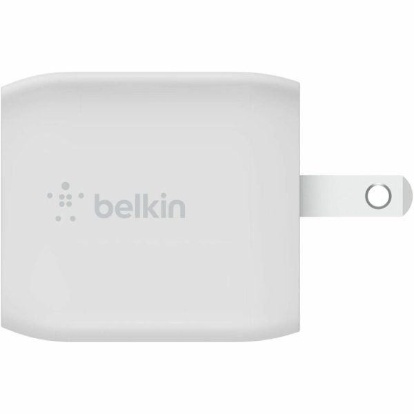 Belkin 45W Portable Dual Port GaN Wall Charger - 2xUSB-C (45W Total) - w/ USB-C to USB-C Cable - Fast Charging - Power Adapter - White - Image 5