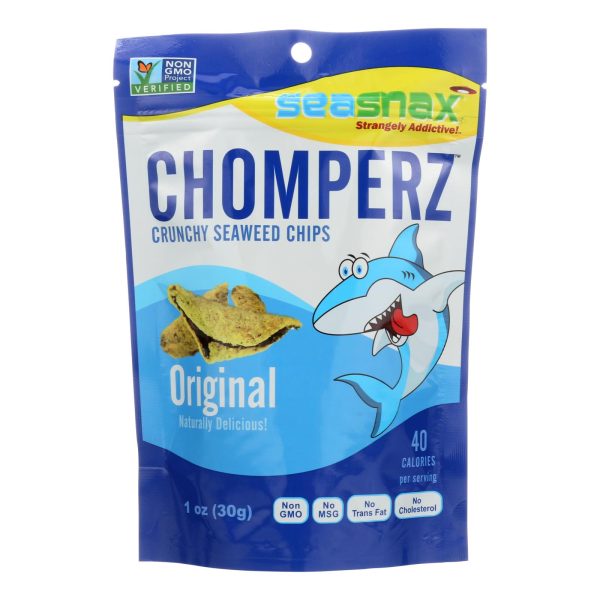 Seasnax Chomperz Crunchy Seaweed Chips - Original - Case of 8 - 1 oz. - Image 3