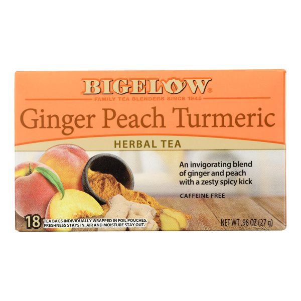 Bigelow Tea - Tea Ginger Peach Tumeric - Case of 6 - 18 BAG