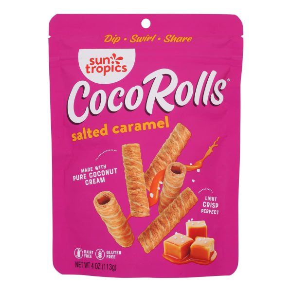 Sun Tropics Coco Rolls Salted Caramel, Rolled Coconut Wafer  - Case of 12 - 4 OZ - Image 2