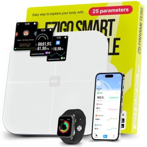 25 Metrics  White Digital Bathroom Smart Scale with BMI Body Fat Muscle Mass Bluetooth Apple Health Compatible Scales Digital Weight Composition Scale & Body Fat Mass Up to 400lb 180 kg