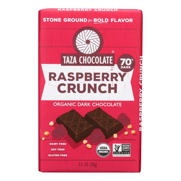 Taza Chocolate Stone Ground Organic Dark Chocolate Bar - Raspberry Crunch - Case of 10 - 2.5 oz. - Image 2
