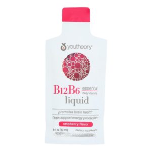 Youtheory - Liquid Vitamin B12 and Vitamin B6 Raspberry - Case of 12-1 Fluid Ounces