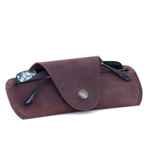 Soft Leather Glasses Case  Slim Eyeglass Sleeve Case  Sunglass Case for Men and Women  Retro Design Eyewear Case