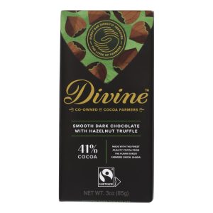Divine - Bar Dark Chocolate Hazelnut Trffl - Case of 12 - 3 OZ