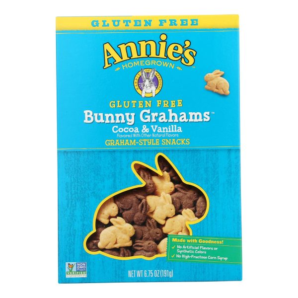 Annie's Homegrown Gluten Free Cocoa and Vanilla Bunny Cookies - Case of 12 - 6.75 oz.