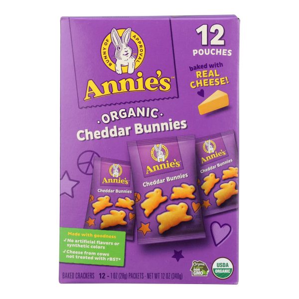 Annie's Homegrown Organic Bunny Cracker Snack Pack - Cheddar - Case of 4 - 12/1 oz - Image 3