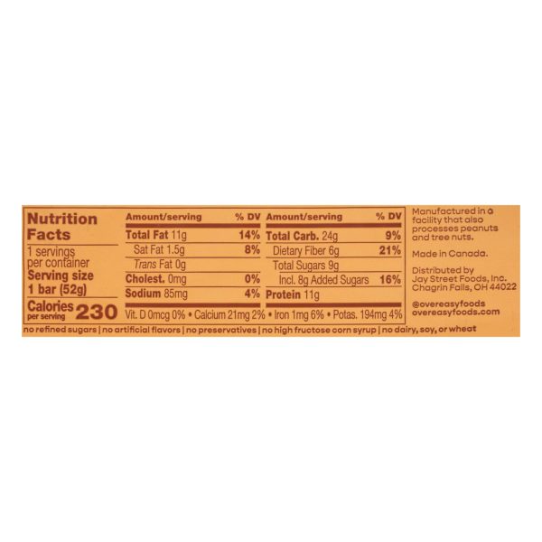 Over Easy - Breakfast Bar Peanut Butter - Case of 12-1.8 OZ - Image 2