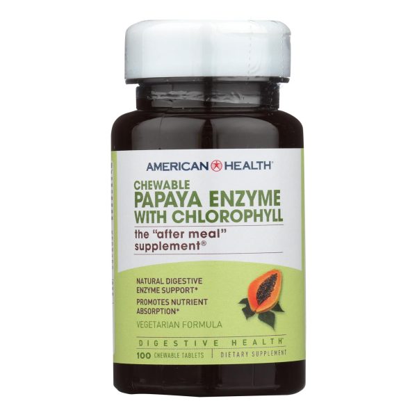 American Health - Papaya Enzyme with Chlorophyll Chewable - 100 Chewable Tablets - Image 2