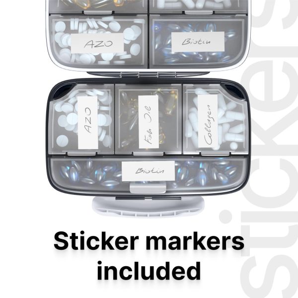 Travel Pill Organizer   Airtight Medicine Case for Traveling Portable Pharmacy Box with Labels Vitamin Container 8 Compartment Supplement Medication Holder Large Capacity Daily Essentials Storage Kit - Image 6