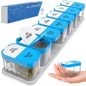 Huge Extra Large Pill Organizer — XL Daily Pill Box — 7 Day Am Pm Pill Case Jumbo Pill Container — Supplement Organizer — Twice A Day Big Pill Organizer