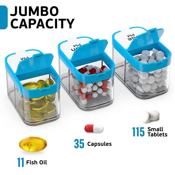 Huge Extra Large Pill Organizer — XL Daily Pill Box — 7 Day Am Pm Pill Case Jumbo Pill Container — Supplement Organizer — Twice A Day Big Pill Organizer - Image 3