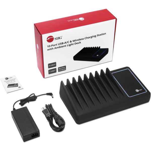 SIIG 10-Port USB-A/C & Wireless Charging Station With Ambient Light Deck - Image 4