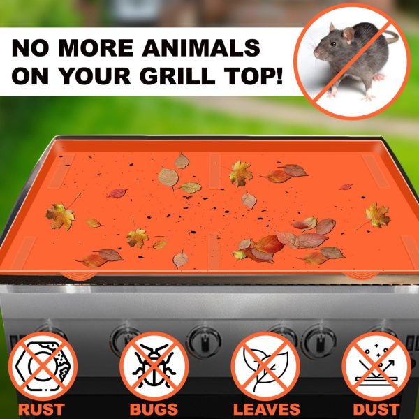 Silicone Griddle Mat | Food Grade Silicone Grill Mat | Protect the Top Surface from Insects by Magnetic Blackstone 28” Silicone Griddle Cover in Orange Color with Silicone Utensil Rest