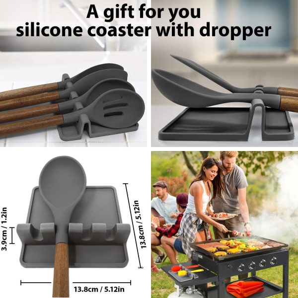 Silicone Griddle Mat | Food Grade Silicone Grill Mat | Protect the Top Surface from Insects by Magnetic Blackstone 28” Silicone Griddle Cover in Orange Color with Silicone Utensil Rest - Image 3