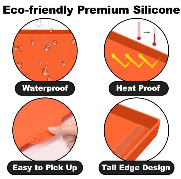 Silicone Griddle Mat | Food Grade Silicone Grill Mat | Protect the Top Surface from Insects by Magnetic Blackstone 28” Silicone Griddle Cover in Orange Color with Silicone Utensil Rest - Image 4