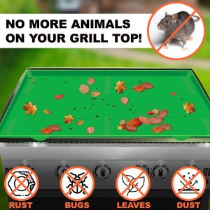Silicone Griddle Mat | Food Grade Silicone Grill Mat | Protect the Top Surface from Insects by Magnetic | Blackstone 17” Silicone Griddle Cover in Green Color with Silicone Utensil Rest