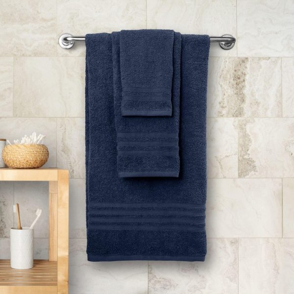 12 Piece Bath Towel Set for Bathroom   Wealuxe Collection 2 Bath Towels 4 Hand Towels 6 Washcloths 100% Cotton Soft and Plush Highly Absorbent Soft Towel for Hotel & Spa   Navy - Image 6