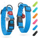 Waterproof Dog Collar   Adjustable Dog Collar for Large Dogs Small and Medium Dogs   Dog Collar Waterproof with Plastic Buckle and QR Dog Tag Boy & Girl Dog Collars (Blue)