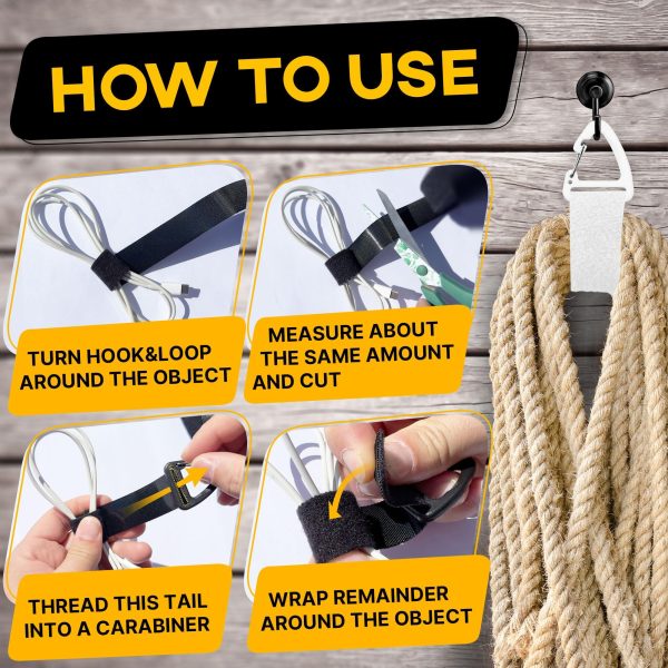 Hook and Loop One Wrap Tape Fastening Cable Straps with Heavy Duty Strenght Easy to Cut Roll Quick Wrap Cable Straps Bundling Ties Fasten Self Gripping for Storage and Organization (White) - Image 4