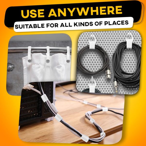 Hook and Loop One Wrap Tape Fastening Cable Straps with Heavy Duty Strenght Easy to Cut Roll Quick Wrap Cable Straps Bundling Ties Fasten Self Gripping for Storage and Organization (White) - Image 6