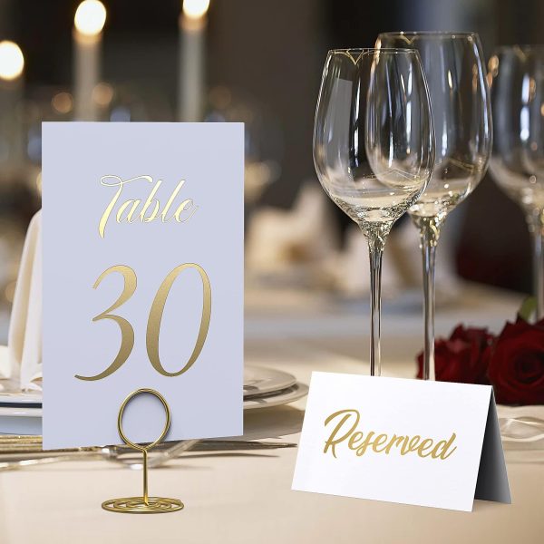 Gold Table Numbers 1 30 for Wedding Reception   Gold Foil Table Number Cards 4x6 Inch with Head & Gift Table   Restaurant Table Numbers   Wedding Numbers for Tables Card Stock Wedding Table Numbers - Image 3