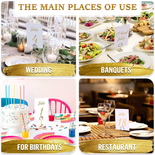 Gold Table Numbers 1 30 for Wedding Reception   Gold Foil Table Number Cards 4x6 Inch with Head & Gift Table   Restaurant Table Numbers   Wedding Numbers for Tables Card Stock Wedding Table Numbers - Image 4