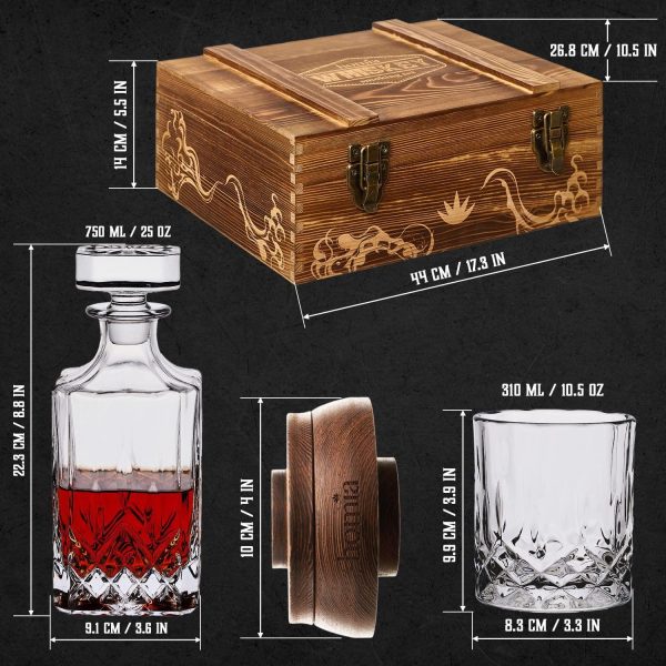 Whiskey Gift Set 14 pcs  Whiskey Bottle and Old Fashioned Glasses  2 pcs Cocktail Smoker in Wodden Box with Wood Chips Whickey Stones 6 pcs Included  Gift for Men (Torch Not Included) - Image 3