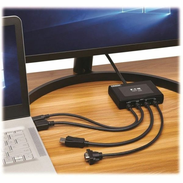 Eaton Tripp Lite Series 4-Port Presentation Adapter, 4K 60 Hz (4:4:4) HDMI, DP, USB-C and 1080p VGA to HDMI, Built-In Cables, TAA - Image 2