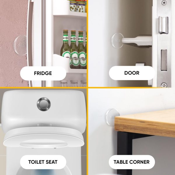 Wall Protectors   4 Pcs of Clear Rubber Knob Self Adhesive Guard Door Bumper Reusable Solution for Stopping Damage & Noise from Doors in Your Home or Office Durable Shock Absorbent Discreet - Image 6