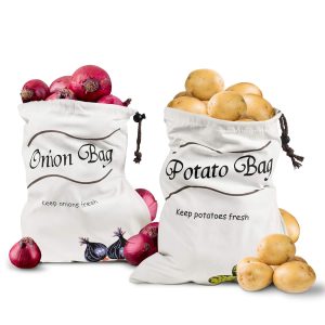 2Pcs Potato and Onion Storage Bags Vegetable Storage Bags Onion Storage Bag Potato Storage Bag Onion and Potato Storage Bags Reusable Produce Bags Washable Storage for Onions and Potatoes