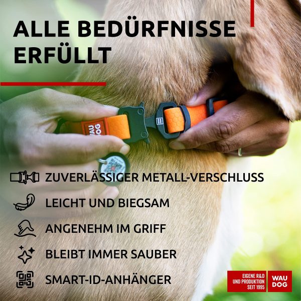 WAUDOG Waterproof Dog Collar   Adjustable Dog Collar for Large Dogs Small and Medium Dogs   Heavy Duty Dog Collars with Durable Metal Clasp and QR Dog Tag   Boy & Girl Dog Collars (Orange) - Image 5