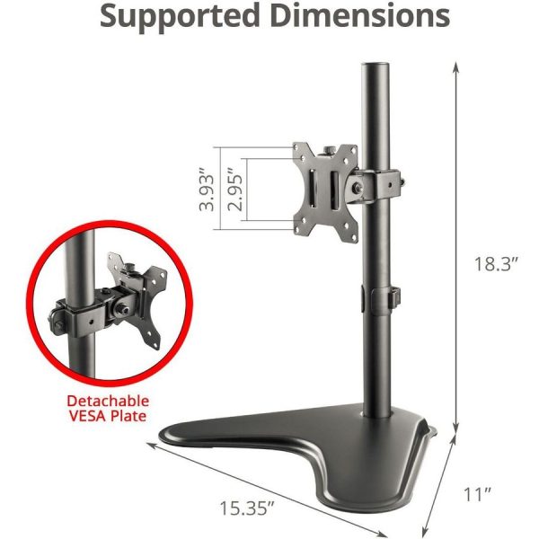 SIIG Height Adjustable Single Monitor Freestanding Desk Stand for 13" to 32" - Image 3