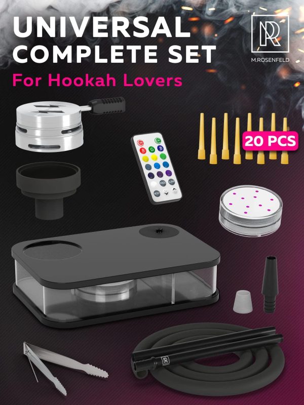 Black Hookah Set   Premium Portable Hookah Set With Everything And Case For Travel Flat Hookah Box Hookah Set With Charcoal Holder & Coal Cover  Travel Hookah Set With Everything - Image 2