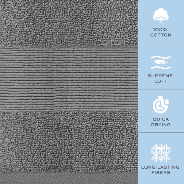 Resort Collection Soft Bath Towels | 28x55 Luxury Hotel Plush & Absorbent Cotton Bath Towel Large [4 Pack Smoke Grey] - Image 3