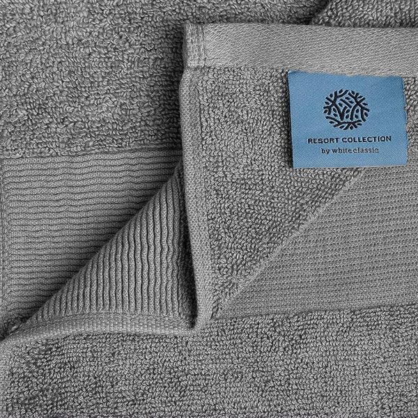 Resort Collection Soft Bath Towels | 28x55 Luxury Hotel Plush & Absorbent Cotton Bath Towel Large [4 Pack Smoke Grey] - Image 4