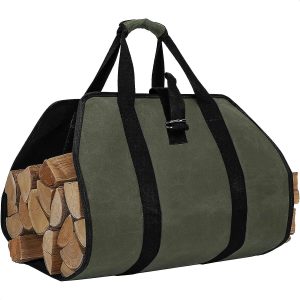 Wood Stove Accessories Firewood Carrier Wood Carrier for Firewood Holder BBQ Accessories   Log Tote Bag Fire Wood Log Carrier for Firewood Carriers with Handles   Waxed Canvas Firewood Log Carrier